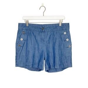 Isaac Mizrahi Chambray Blue Sailor Style Buttons Shorts 8